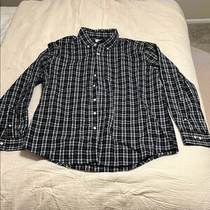 Men's navy plaid dress shirt